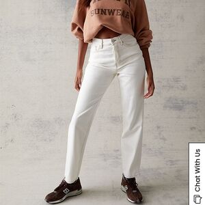 Pac Sun Dad Jeans Womens 30 Off White High Waizted Straight Leg Roomy Thigh Hip‎
